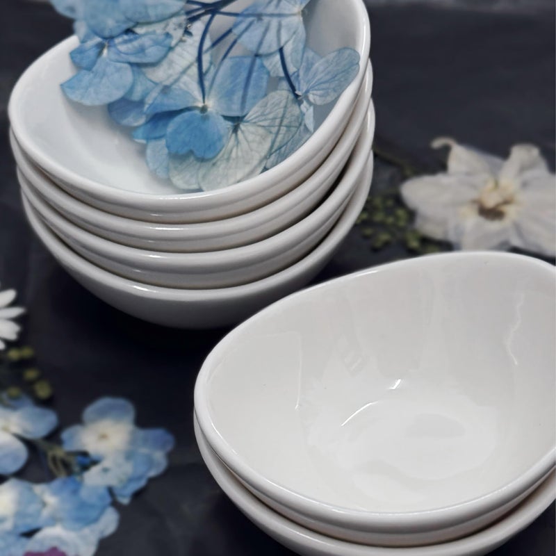 Holitika Soy Sauce Dish - Dipping Bowls Set, White Porcelain Dipping Bowls/Dishes for Soy Sauce, Ketchup, BBQ Sauce or Seasoning- 1 Oz,Set of 6,D1 - Image 5